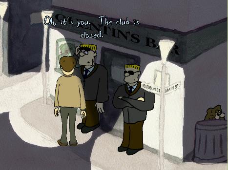 A conversation outside Quentin's Bar