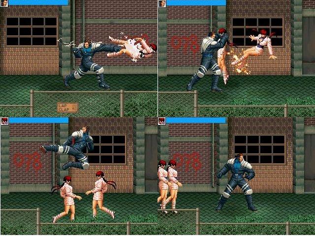 Four screenshots of my side-scrolling beatem-up game